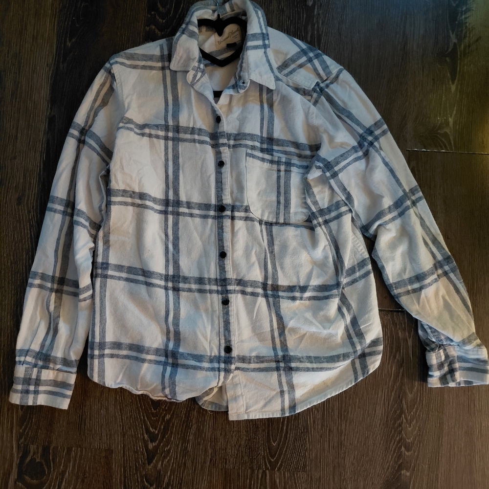 Target Blue and White Plaid Button Down Shirt